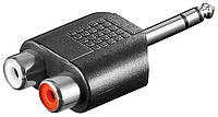 Перехідник аудіо Goobay Jack 6.3mm-RCAx2 M F адаптер Left Right Y-form Nickel чорний (75.01.1 NX, код: 7453486