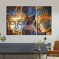 Модульная картина триптих на холсте KIL Art Золотой портрет Будды 78x48 см (83-31) z111-2024