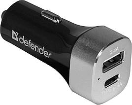 Автомобільний зарядний пристрій Defender UCG-01 авто, 1 порт USB + TypeC, 5V/5.4A (83569) (6383812) z12-2024