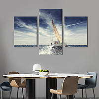 Картина на полотні KIL Art для інтер'єру у вітальню Океанська вітрильна яхта 96x60 см (419-32) z111-2024