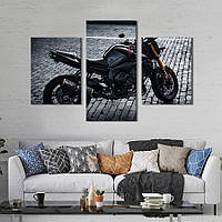 Картина из трех панелей KIL Art триптих Брутальный мотоцикл Yamaha FZ1 66x40 см (1379-32) z110-2024