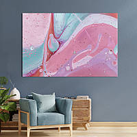 Картина абстракция для офиса KIL Art Потеки розовой и бирюзовой красок 75x50 см (1107-1) z111-2024