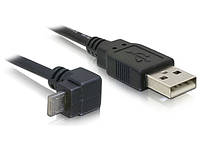 Кабель пристроїв Delock USB2.0 A-microA M M 1.0m 90°вниз D3.5mm чорний (70.08.2387) NX, код: 7454319