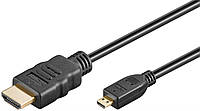 Кабель монітора-сигнальний Goobay HDMI-micro M M 2.0m HS+HEC+ARC 4K30Hz D4.2mm Gold чорний ( NX, код: 7454891