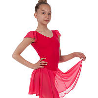 Платье для танцев бейсик с коротким рукавом фонарик Lingo CHD01 р-р XL Малиновый z14-2024
