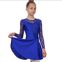 Платье рейтинговое бейсик с длинным рукавом и гипюровыми вставками SP-Planeta DR-1642 36 Синий z14-2024