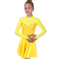 Платье рейтинговое бейсик с длинным рукавом и гипюровыми вставками SP-Planeta DR-1167 38 Желтый z14-2024