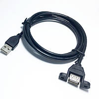 Кабель питания Lucom USB2.0 A M F 1.0m AWG24+28 PanelMount D4.5mm Gold Черный (62.09.8333) NX, код: 8345686