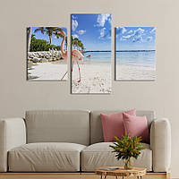 Картина на холсте KIL Art для интерьера в гостиную Розовый фламинго на острове Аруба 66x40 см (437-32)