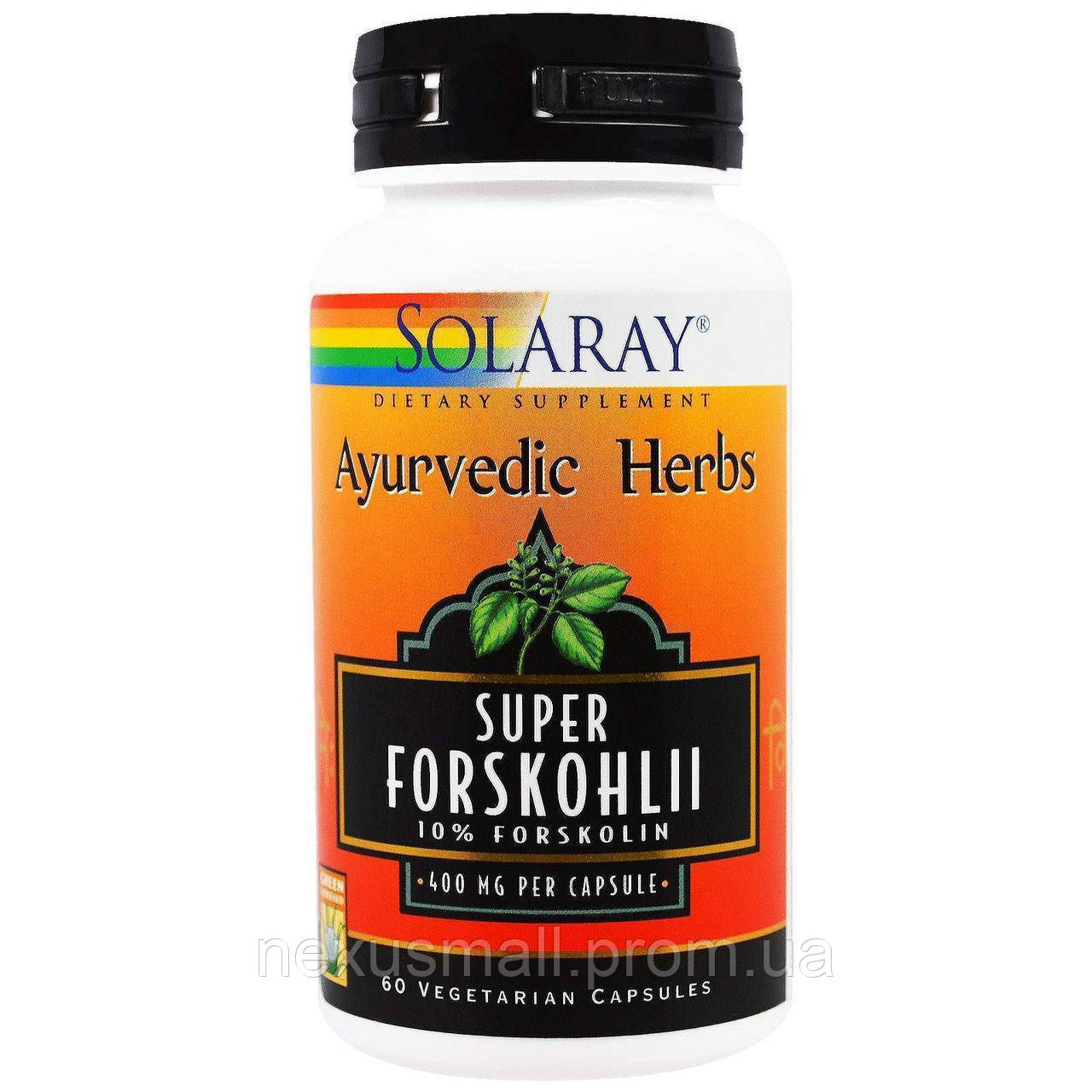 Форсколин Super Forskohlii Solaray Ayurvedic Herbs 400 мг 60 капсул NX, код: 7583075 - фото 1 - id-p2175431815