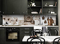Наклейка на скіналі Zatarga на кухню «Часи Сепія» 600х3000 мм вінілова 3Д-наклейка кухонний фартух