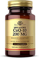 Коэнзим Q10 Megasorb CoQ-10 Solgar 200 мг 30 гелевых капсул NX, код: 7701682
