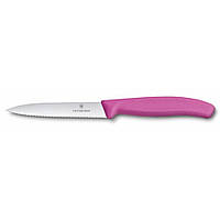 Кухонный нож Victorinox SwissClassic для нарезки 100 мм серрейтор Розовый (6.7736.L5) GG, код: 376790