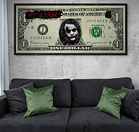 Картина на холсте Джокер на долларе HolstPrint RK0056 размер 40 x 120 см z18-2024