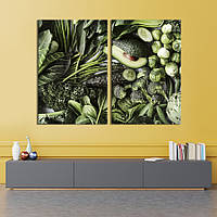 Модульная картина из двух частей KIL Art Ингредиенты зеленых овощей для блюда 111x81 см (1589-2) z111-2024