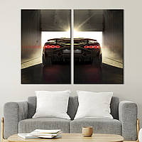 Картина диптих на холсте KIL Art для интерьера в гостиную спальню Роскошный Lamborghini Sian 71x51 см (87-2)