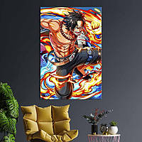 Картина в офис KIL Art Манки Д. Луффи в огненном вихре, аниме One Piece 120x80 см (2an_28) z111-2024