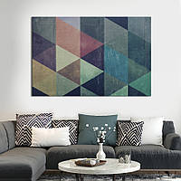 Картина абстракция для офиса KIL Art Равномерные разноцветные треугольники 75x50 см (1206-1) z111-2024