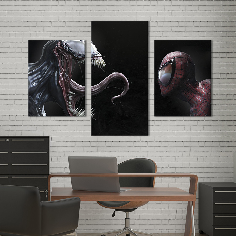 Картина на полотні KIL Art для інтер'єру у вітальню Venom and Spider-man 96x60 см (761-32) z111-2024