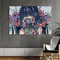 Картина на холсте KIL Art для интерьера в гостиную спальню Аниме девушка в костюме смерти 80x54 см (679-1)