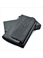 Чоловічий шкіряний клатч-гаманець Weatro 19,5 х 10,5 х 2,5 см Чорний wtro-162-18 z18-2024