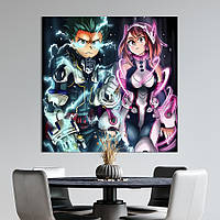 Картина в офис KIL Art Очако Урарака и Изуку Мидория из аниме Моя геройская академия 50х50 см (1an_28)