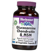 Глюкозамин Хондроитин МСМ Glucosamine Chondroitin Plus MSM Bluebonnet Nutrition 60вегкапс (03393002) z15-2024