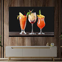 Картина для кухни KIL Art Два оранжевых и один прозрачный коктейль с фруктами 75x50 см (1532-1) z111-2024