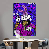 Картина в офис KIL Art Поп-арт модный кролик Багз Банни с сигарой 51x34 см (2art_77) z111-2024