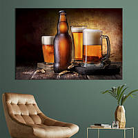 Картина для кухни KIL Art Бутылка и бокалы с пивом 75x50 см (1539-1) z111-2024