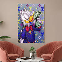 Картина в офис KIL Art Персонаж Дисней утка Скрудж Макдак в Louis Vuitton 80x54 см (2art_1) z111-2024