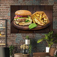 Картина для кухни KIL Art Мясной бургер с луком помидором и салатом 75x50 см (1542-1) z111-2024