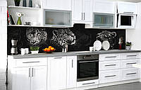 Наклейка на скинали Zatarga на кухню «Портрет леопарда» 600х2500 мм виниловая 3Д наклейка кухонный фартук
