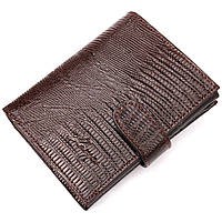 Мужской кошелек из фактурной кожи KARYA 21039 Коричневый NX, код: 7708629