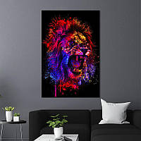Картина в офис KIL Art Яркая абстракция рычание льва 120x80 см (2art_109) z111-2024