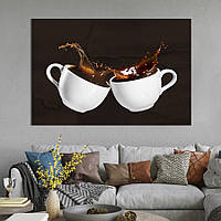 Картина для кухні KIL Art Дві білі чашки з кавою 75x50 см (1555-1) z111-2024