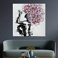 Картина в офис KIL Art Абстракция девушка с пышными яркими волосами 80х80 см (1art_33) z111-2024