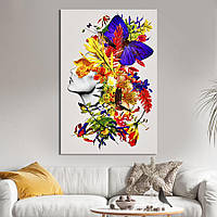 Картина в офис KIL Art Яркая райская абстракция с девушкой и птицами 120x80 см (2art_116) z111-2024