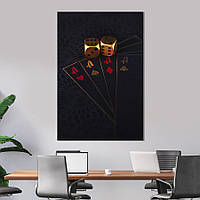 Картина в офис KIL Art Каре тузов и золотые игральные кости 80x54 см (2art_125) z111-2024