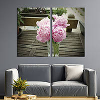 Картина на холсте KIL Art Розовые пионы в стеклянной вазе 111x81 см (966-2) z111-2024