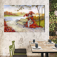 Картина на холсте KIL Art для интерьера в гостиную спальню Скамейка в парке 51x34 см (322-1) z111-2024