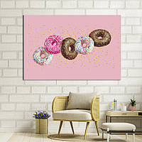 Картина для кухні KIL Art Ніжно-рожевий фон з пончиками 51x34 см (1588-1) z111-2024