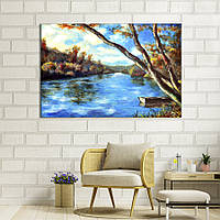 Картина на полотні інтер'єрна KIL Art Река пейзаж олією 75x50 см (561-1) z111-2024