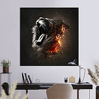 Картина в офис KIL Art Абстракция пылающий лев 80х80 см (1art_92) z111-2024