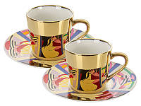 Чайно-кавовий порцеляновий набір Lefard Cubisme на 2 персони 250 мл Золотистий AL120343 z18-2024