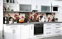 Наклейка на скинали Zatarga на кухню «Одеяло из орхидей» 600х2500 мм виниловая 3Д наклейка кухонный фартук