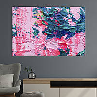Картина абстракция для офиса KIL Art Красивое сочетание синих и ярко розовых мазков 122x81 см (1057-1)