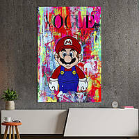 Картина в офіс KIL Art Попарт Супер Маріо на обкладинці журналу VOGUE 120x80 см (2art_17) z111-2024