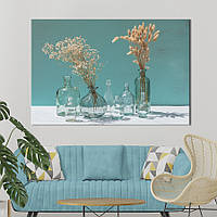Картина на холсте KIL Art Букеты из сухой травы в стеклянных вазах 51x34 см (948-1) z111-2024