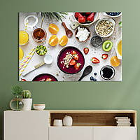 Картина для кухни KIL Art Вариации завтраков кашей или йогуртом с фруктами 75x50 см (1613-1) z111-2024